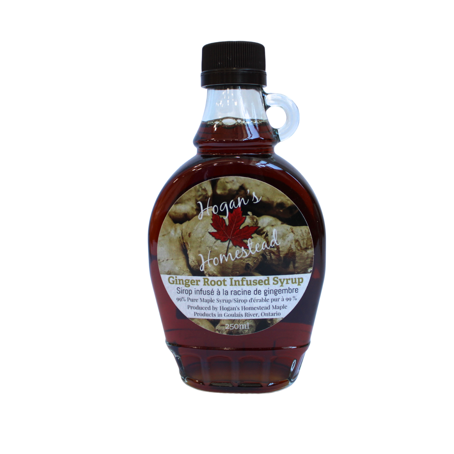 Maple Syrup Ginger Root Infused 250ml Glass Bottle