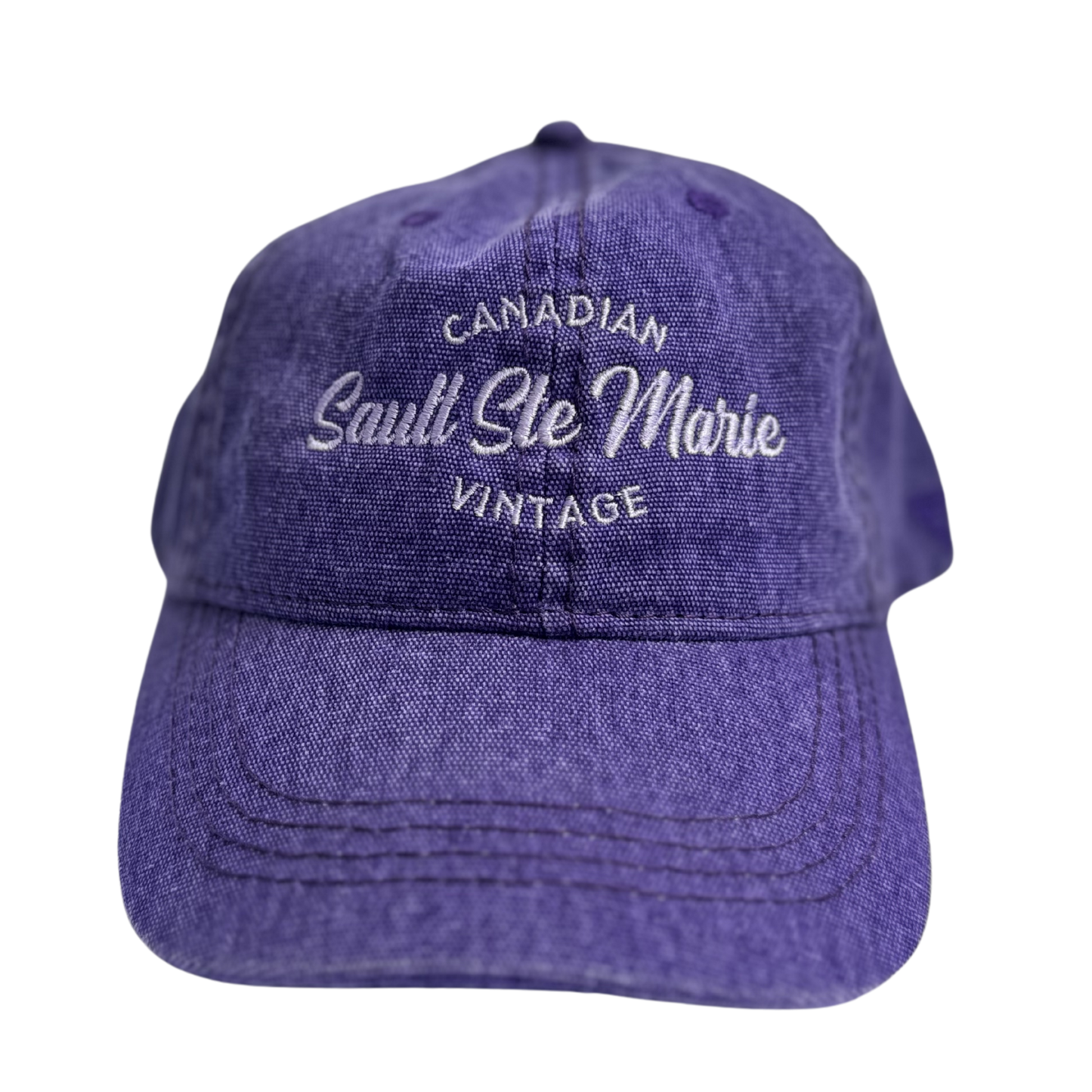 "Sault Ste. Marie" Vintage Embroidery Denim Ballcap Purple