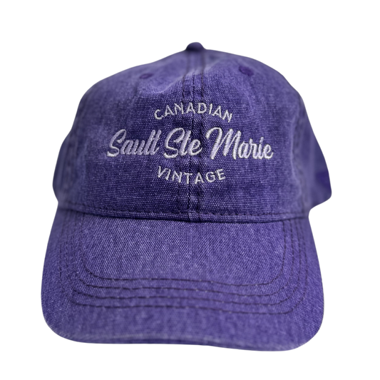 "Sault Ste. Marie" Vintage Embroidery Denim Ballcap Purple