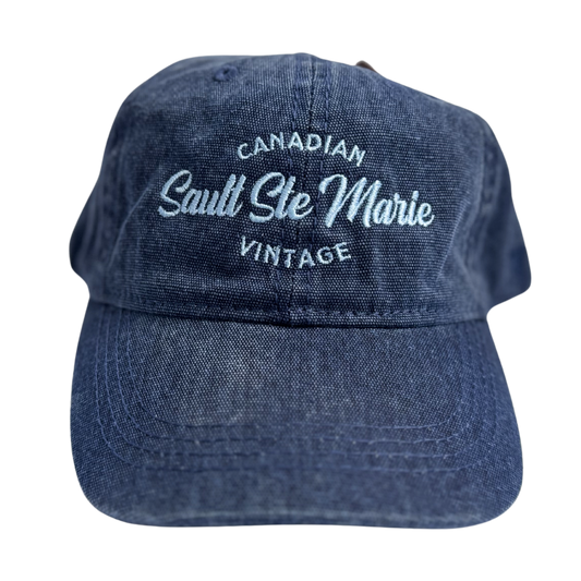 "Sault Ste. Marie" Vintage Embroidery Denim Ballcap Navy
