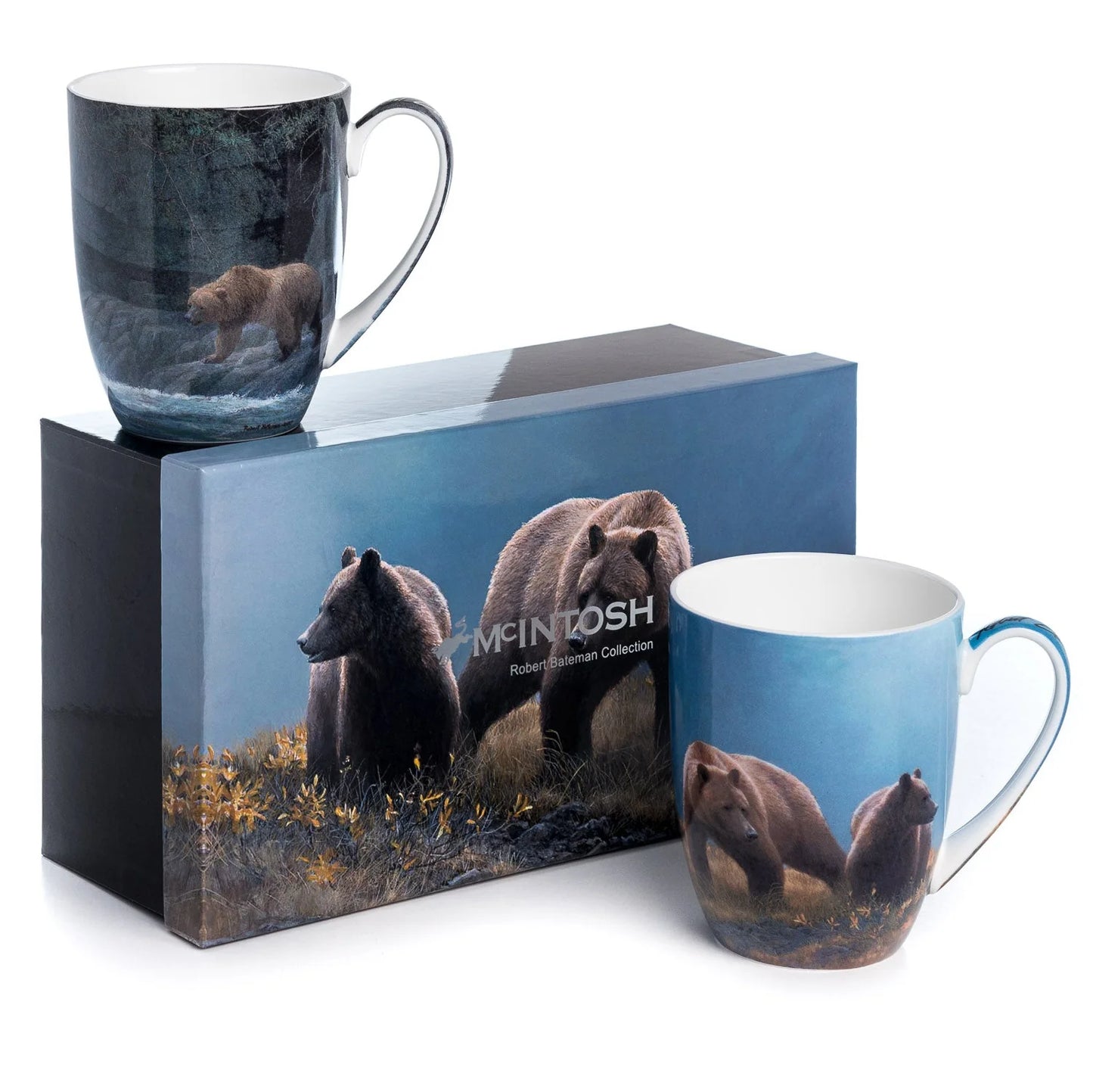 Robert Bateman Grizzlies 2 Mug Set featuring "Alaska Light" & Fishing Hole"