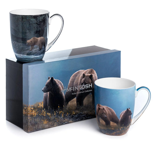 Robert Bateman Grizzlies 2 Mug Set featuring "Alaska Light" & Fishing Hole"