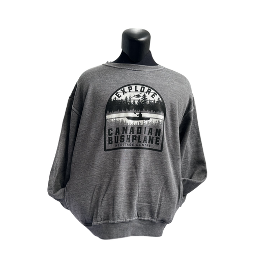 Explore Landscape Badge Washed Crewneck Charcoal