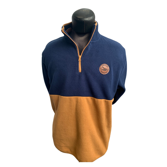 Stamp Badge Two Tone Quarter Zip Sweatshirt