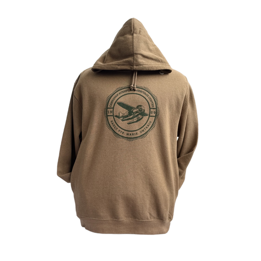 Stamp Badge Textured Hoodie Tan