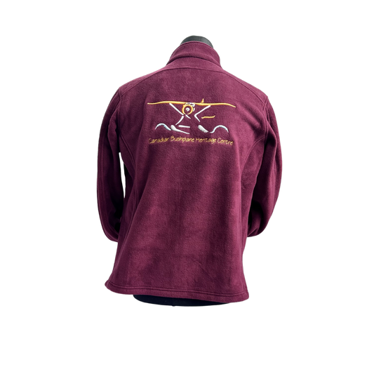 Embroidered Plane Fleece Jacket Women's Burgundy