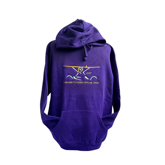 Embroidered Plane Hoodie Purple