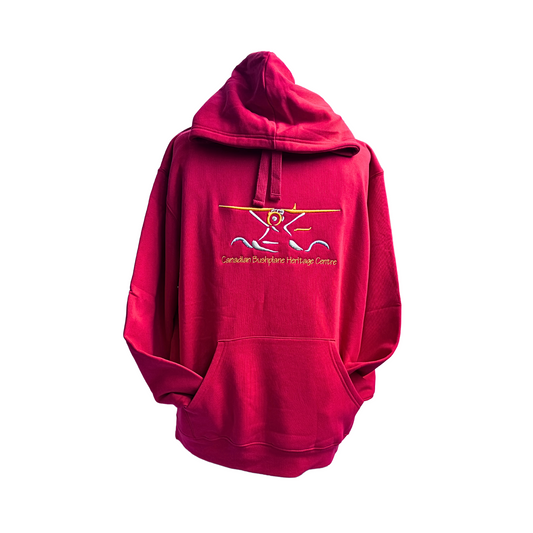 Embroidered Plane Hoodie Red