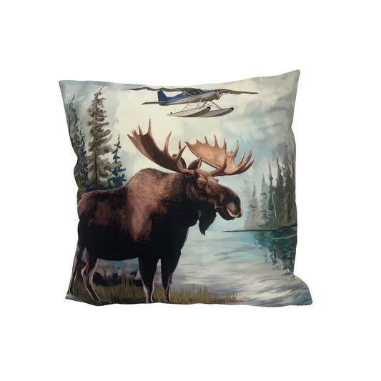 Moose and Floatplane Pillow